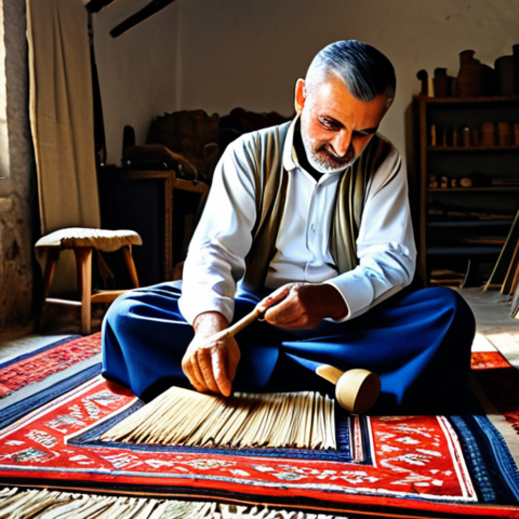 알바니아 기념품 추천 - Albanian Artisan**

*   **Prompt:** "A professional portrait of an Albanian artisan, fully clothed i...