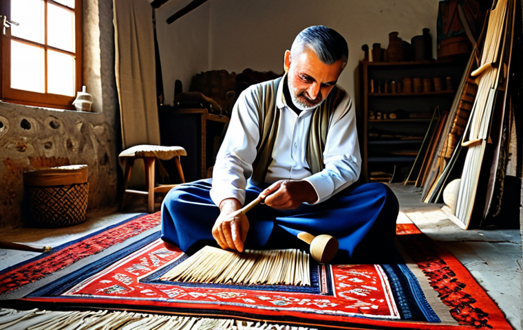 알바니아 기념품 추천 - Albanian Artisan**

*   **Prompt:** "A professional portrait of an Albanian artisan, fully clothed i...