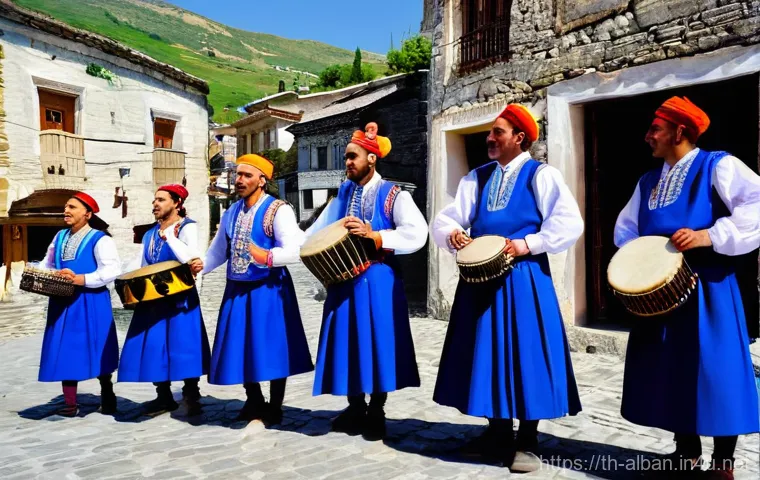 알바니아 전통 춤 - **Joyful Southern Albanian Festive Dance:** A vibrant and joyful depiction of Albanian dancers from ...