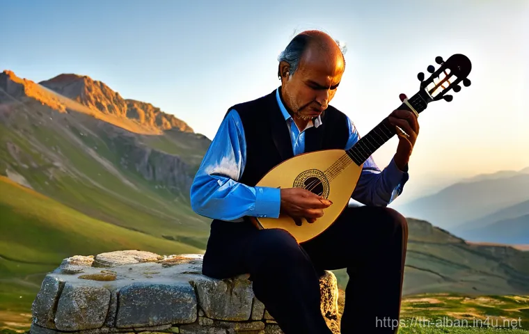알바니아 음악 스타일 - **Prompt 1: Southern Albanian Polyphonic Harmony**
    "A group of five Albanian folk singers, three...