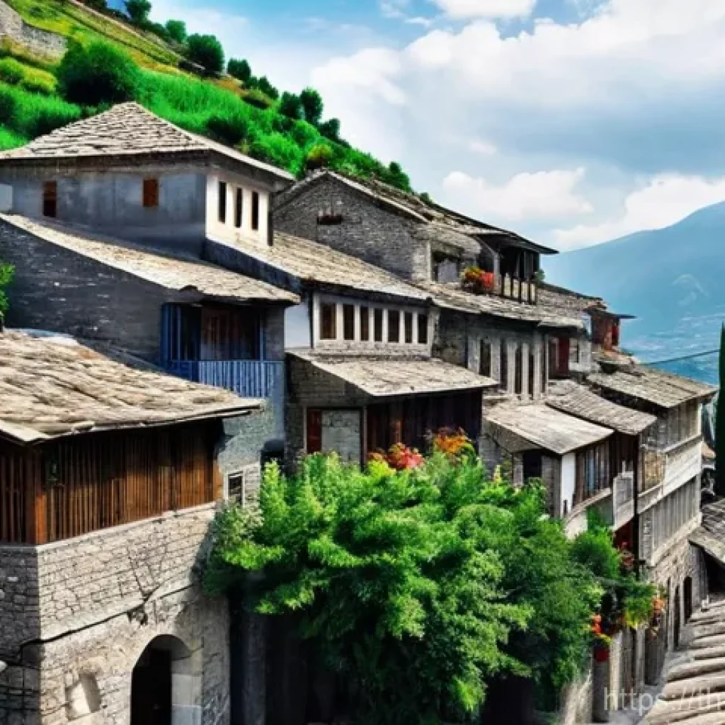 기로카스터 관광지 - **Gjirokastër's Old Town Charm:**
A picturesque, medium-shot view of the historic city of Gjirok...