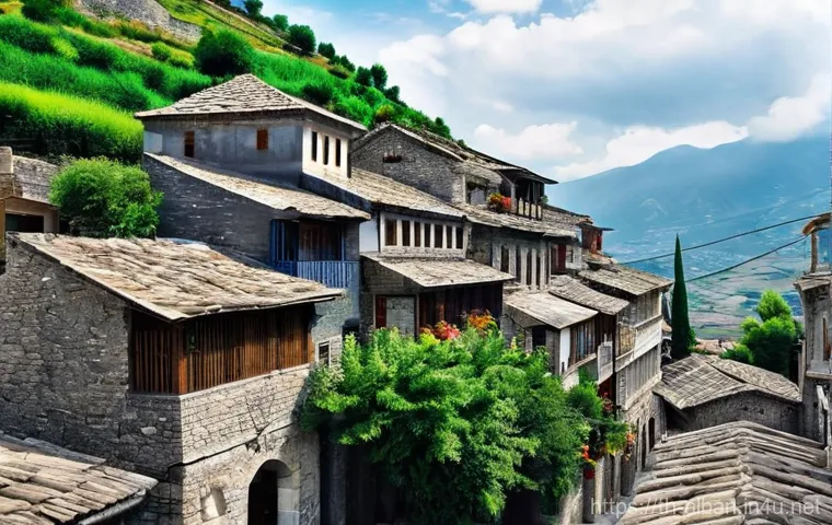 기로카스터 관광지 - **Gjirokast&euml;r's Old Town Charm:**
    A picturesque, medium-shot view of the historic city of Gjirok...