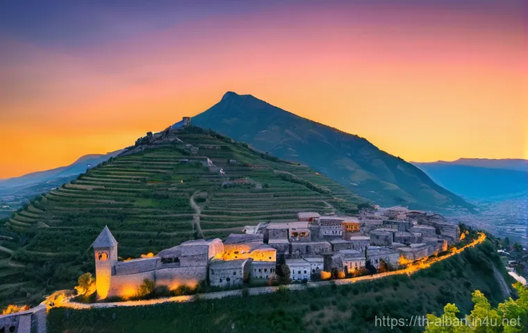 기로카스터 관광지 - **Gjirokastër's Old Town Charm:**
    A picturesque, medium-shot view of the historic city of Gjirok...
