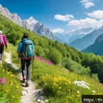 Home 23 알바니아 날씨 및 기후 - A vibrant spring forest scene in the Albanian Alps, featuring lush green trees and colorful wildflow...